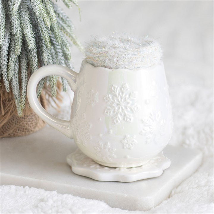 Ensemble tasse, sous verre et chaussettes