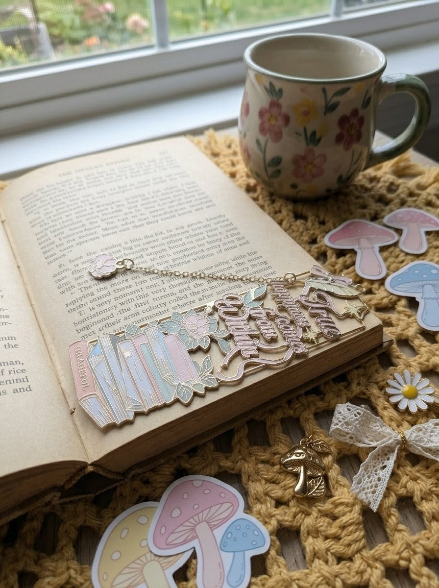 Marque page en métal - Rose