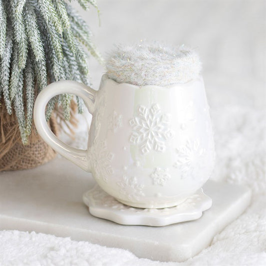 Ensemble tasse, sous verre et chaussettes